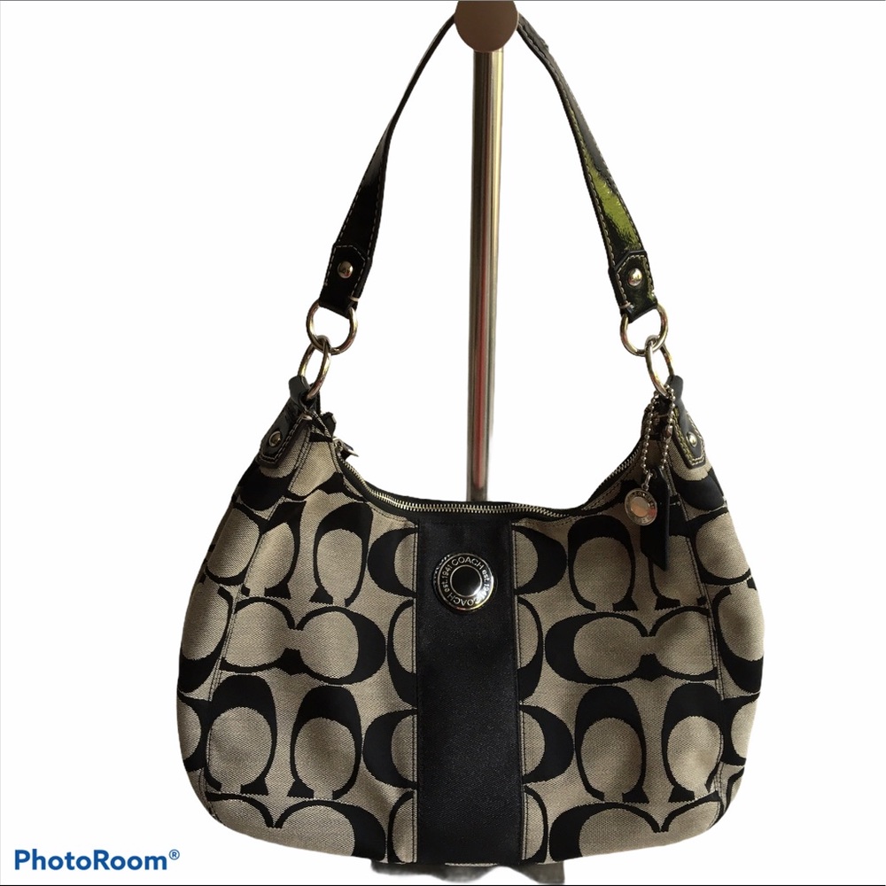 Coach Signature Hobo Black Purse Handbag